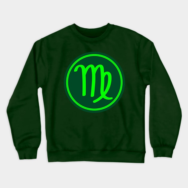 Cool Green Virgo Symbol Crewneck Sweatshirt by MysticZodiac